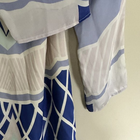 Vintage blue white dress size M Silk Fibre - Picture 6 of 9
